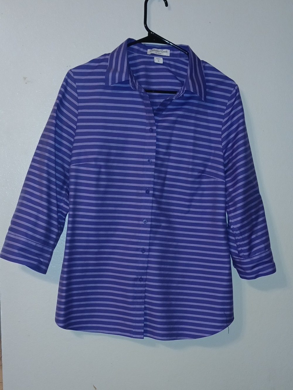Purple & Lavender Striped Button-Down Blouse